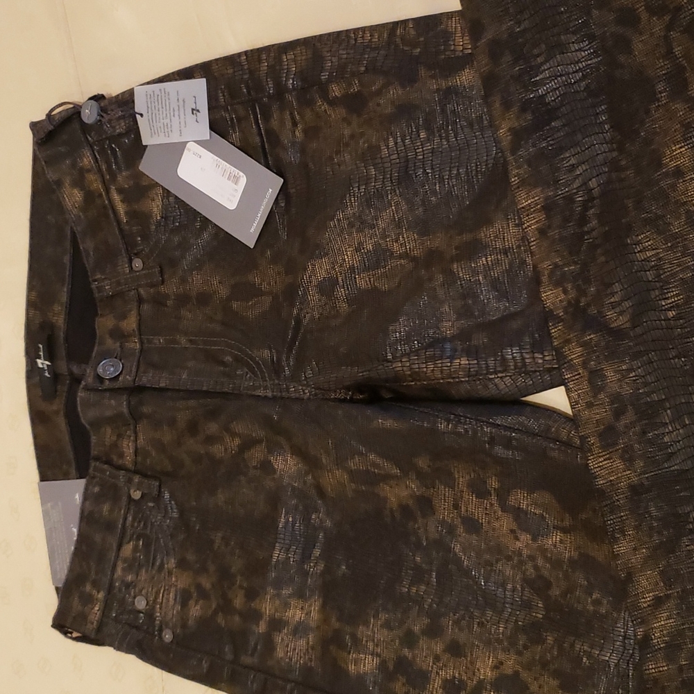 For all 7 mankind size 26 animal print gold and black